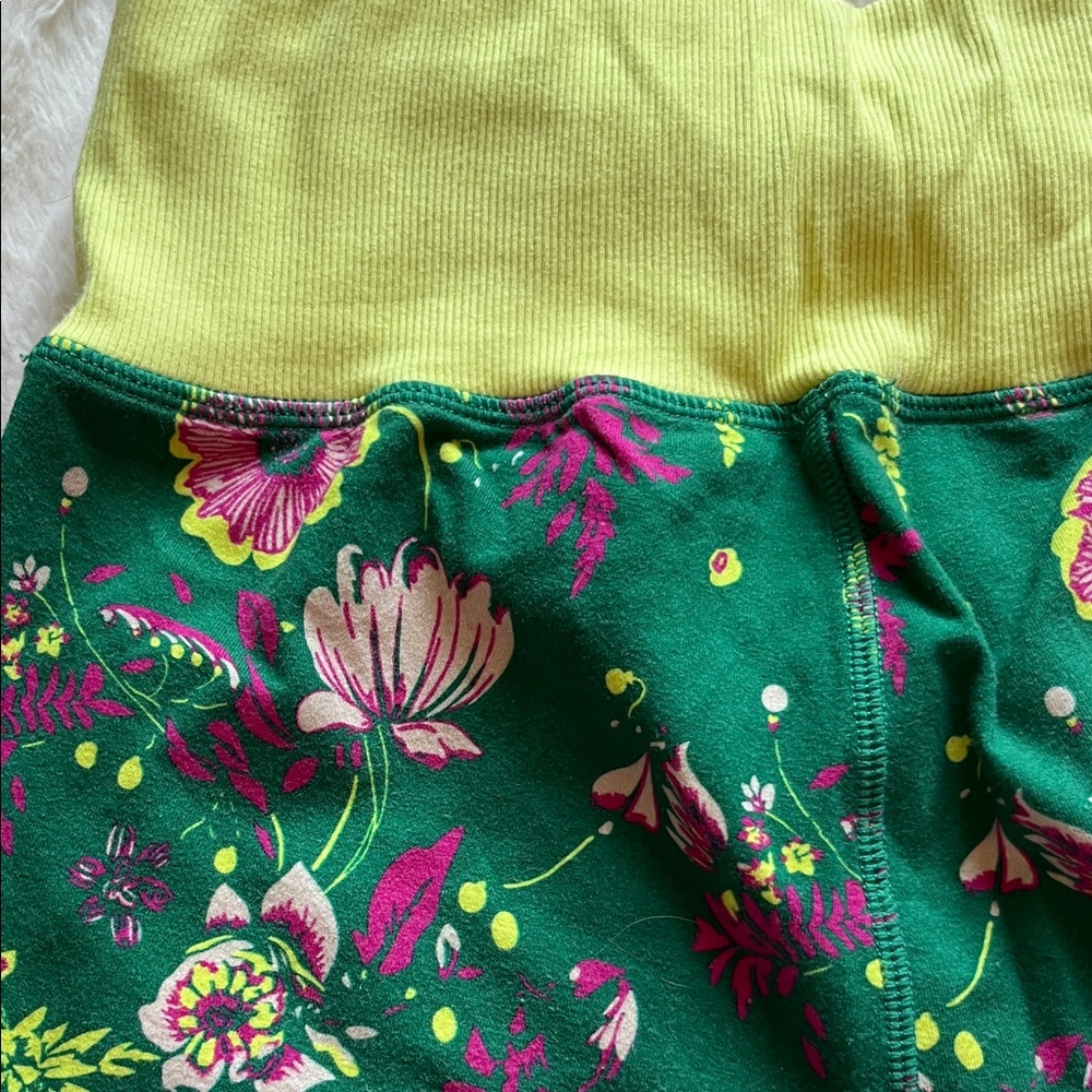 Free people movement Floral Green and Yellow Women's athletic Shorts - Picture 14 of 15